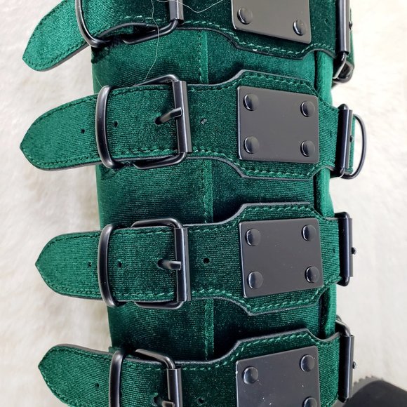Swing Emerald Green Velvet Goth Punk Multi Strap Platform Restocked - Picture 6 of 14